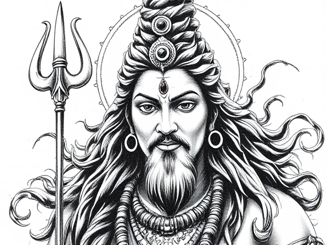 T-shirt printed Drawing of Lord shiva mascular 2d image like a drawing illustration