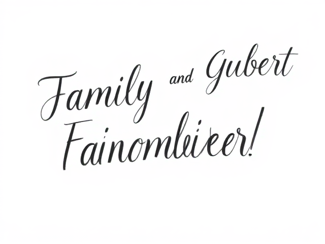 une belle ecriture Famille et Gubert en haut à droite d’un fond blanc